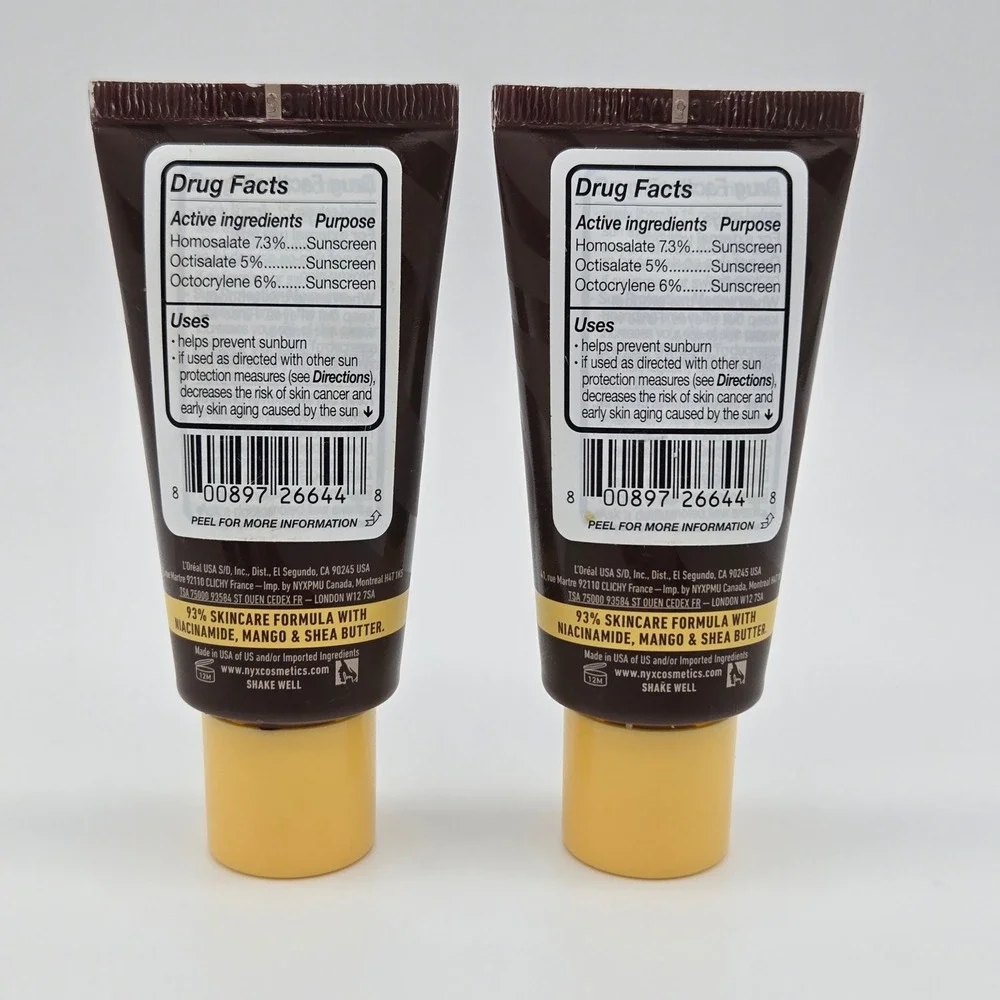 NYX Buttermelt Glaze Soft Glow Skin Tint 1.01 oz Chocolate Butta SPF 30 Lot of 2